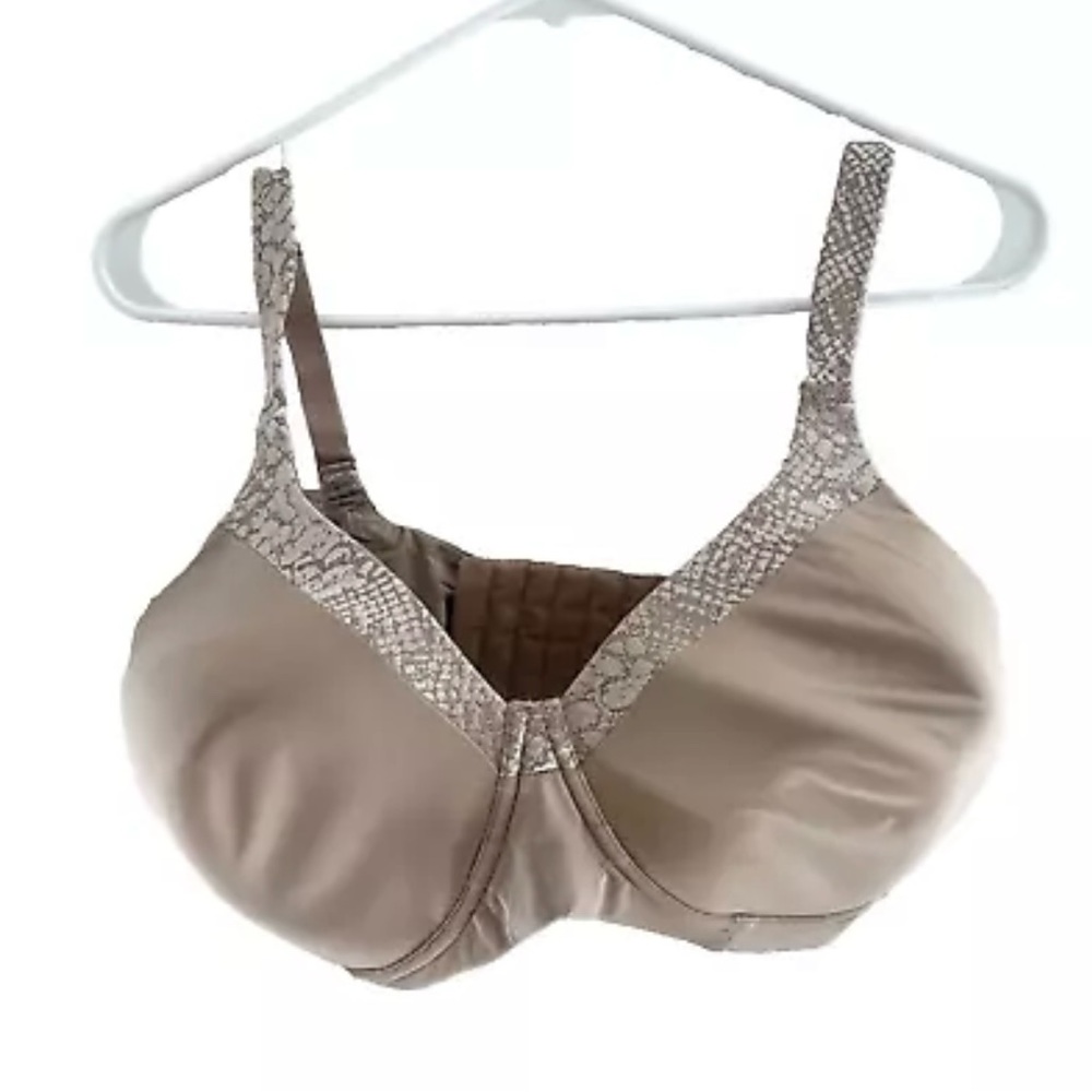 Leading Lady Womens Bra 36G Tan Padded Wireless Lace Adjustable Straps Padding